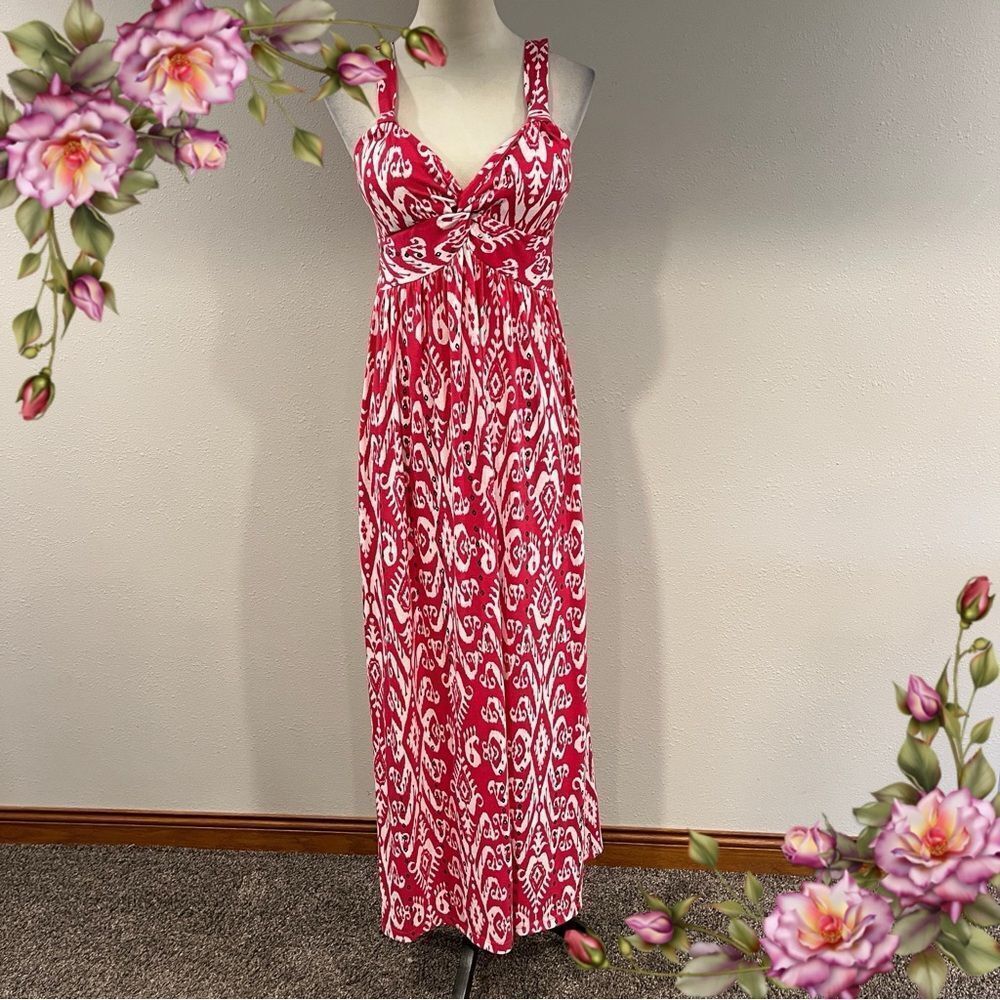 Allison Brittney pink Paisley v-neck sleeveless Maxi‎ Dress size small
